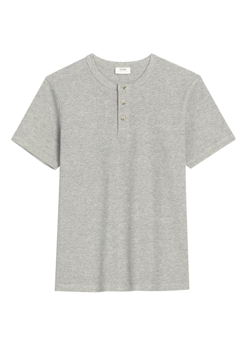 Szary prążkowany t-shirt męski TSHMT-0159-9B(Z26)