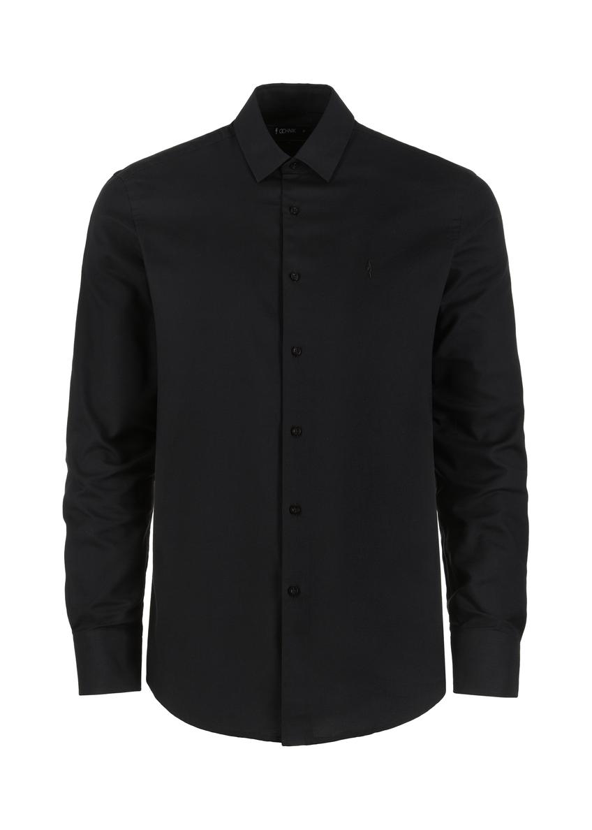 Czarna koszula męska slim KOSMT-0302-99(W24)