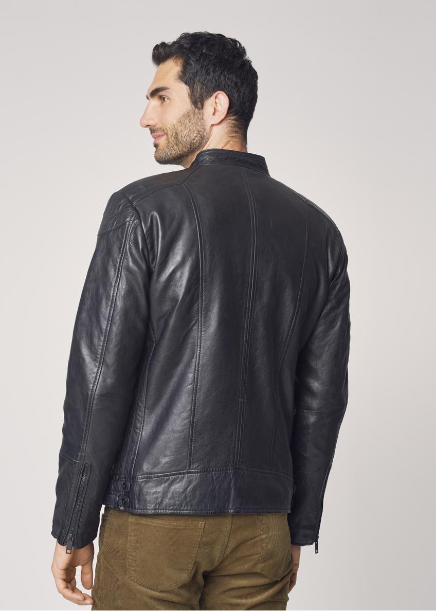 Men's leather jacket with a delicate collar KURMS-0246-5369(Z21)