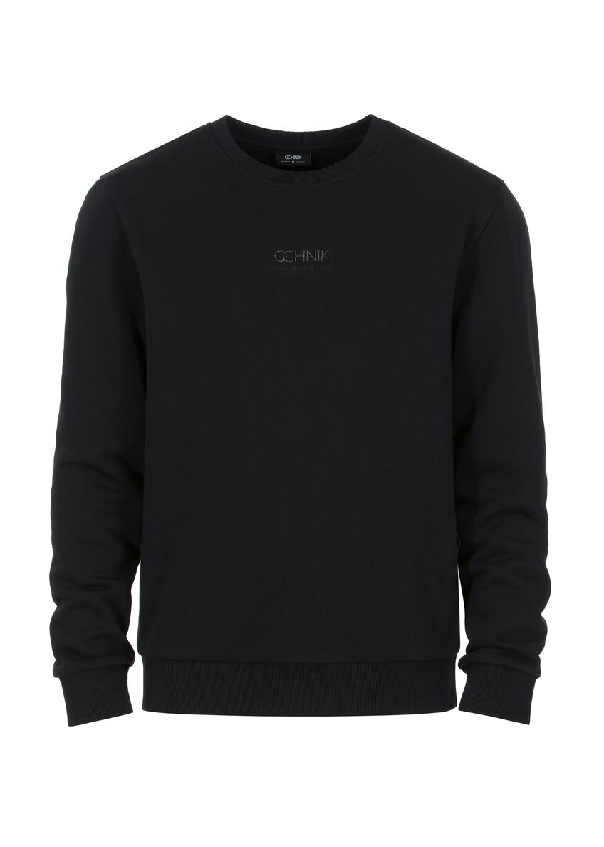 Czarna bluza męska bez kaptura z logo BLZMT-0060-99(Z23)-03