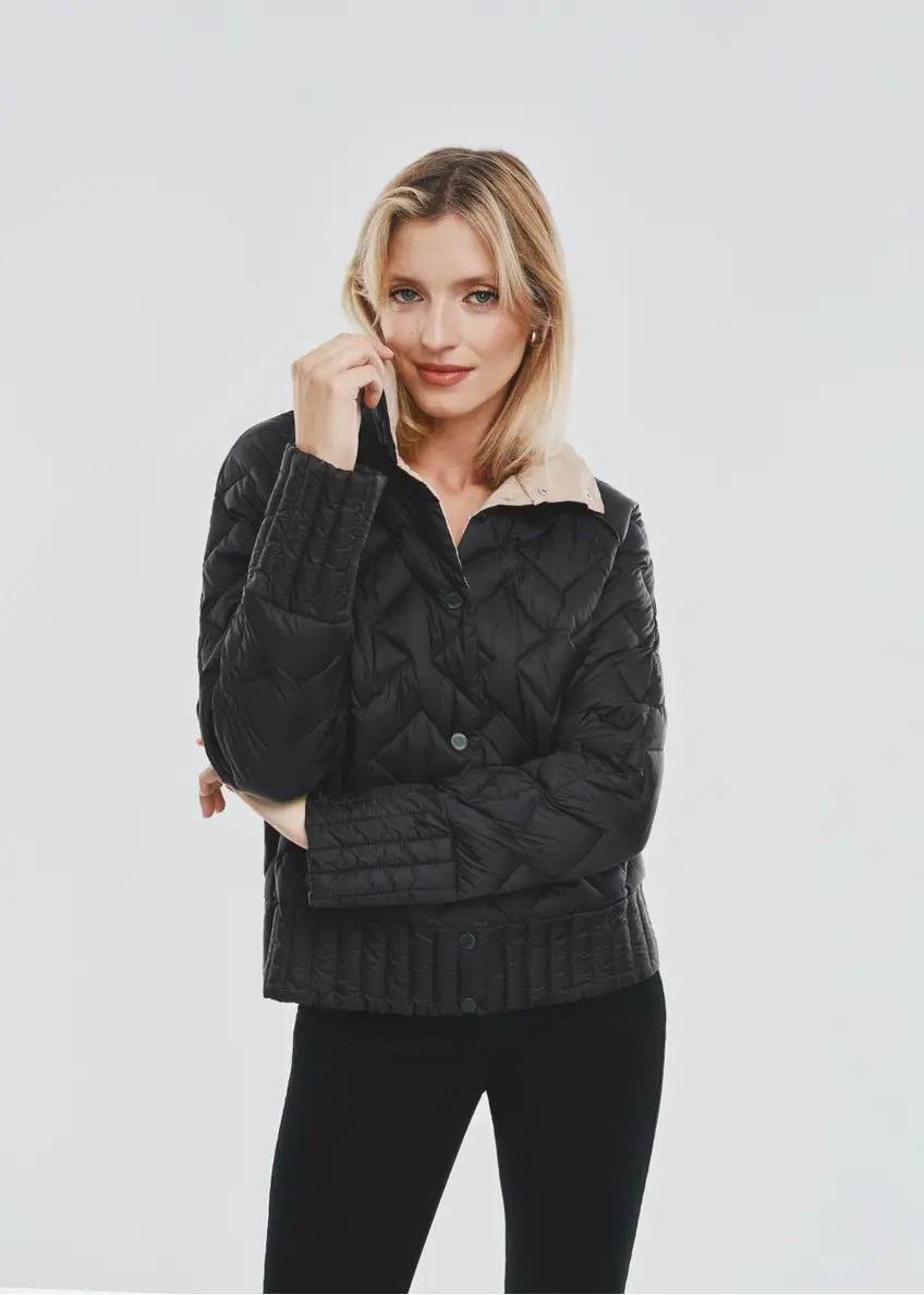 Black quilted transitional women's jacket KURDT-0571-99(Z24) pic. 2