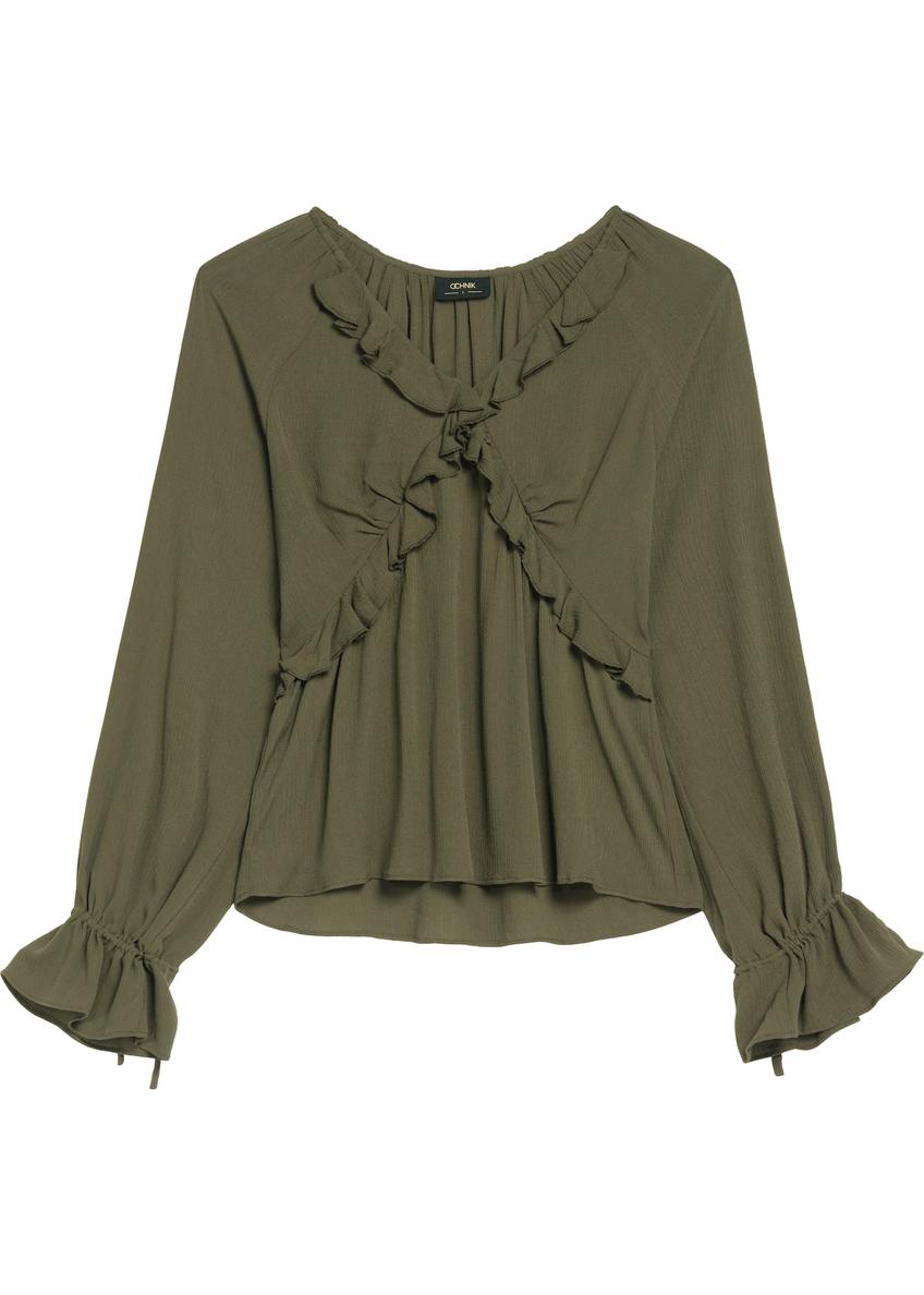 Bluzka damska w kolorze khaki BLUDT-0194-55(Z25)