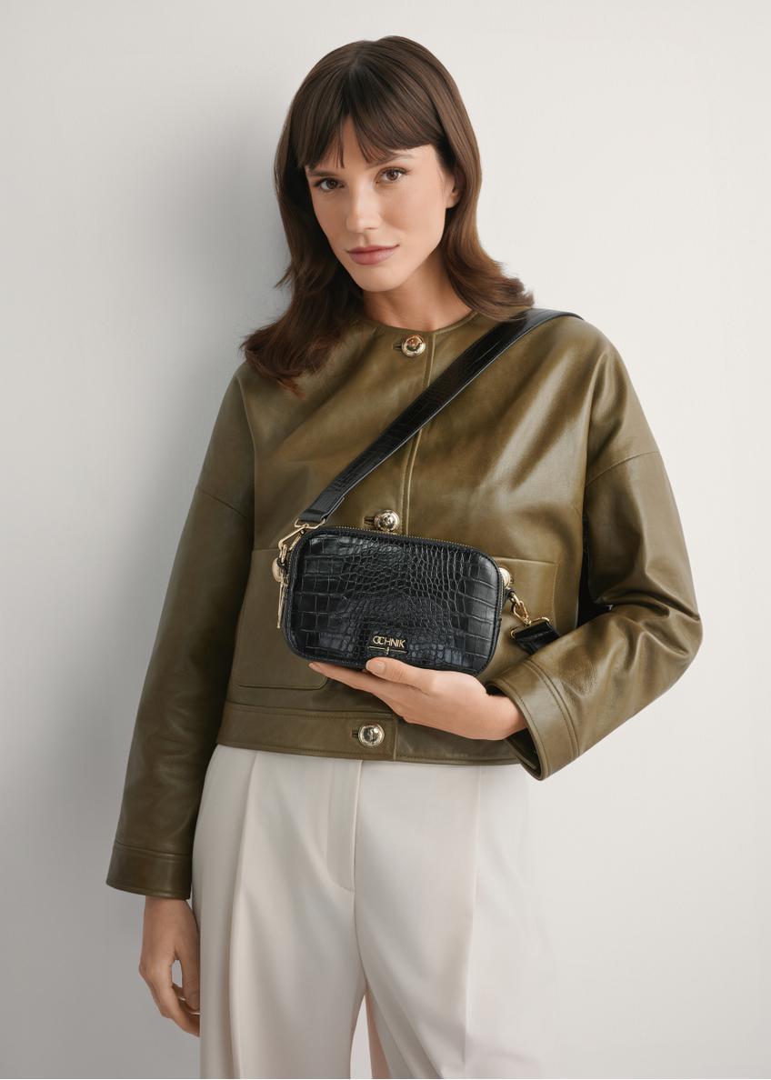 Czarna mała torebka damska croco TOREC-1172-9G(W26)
