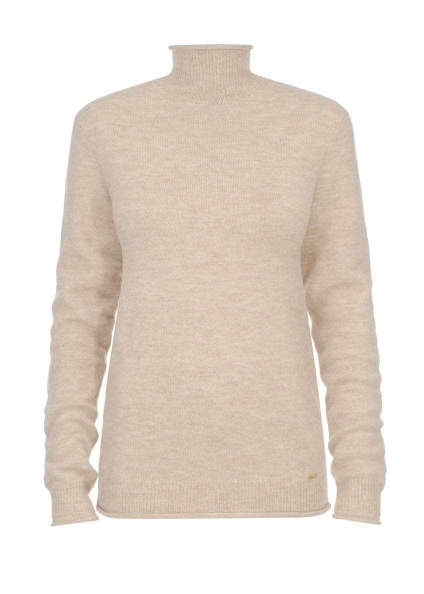 Beżowy sweter z golfem damski SWEDT-0164-81(Z24)