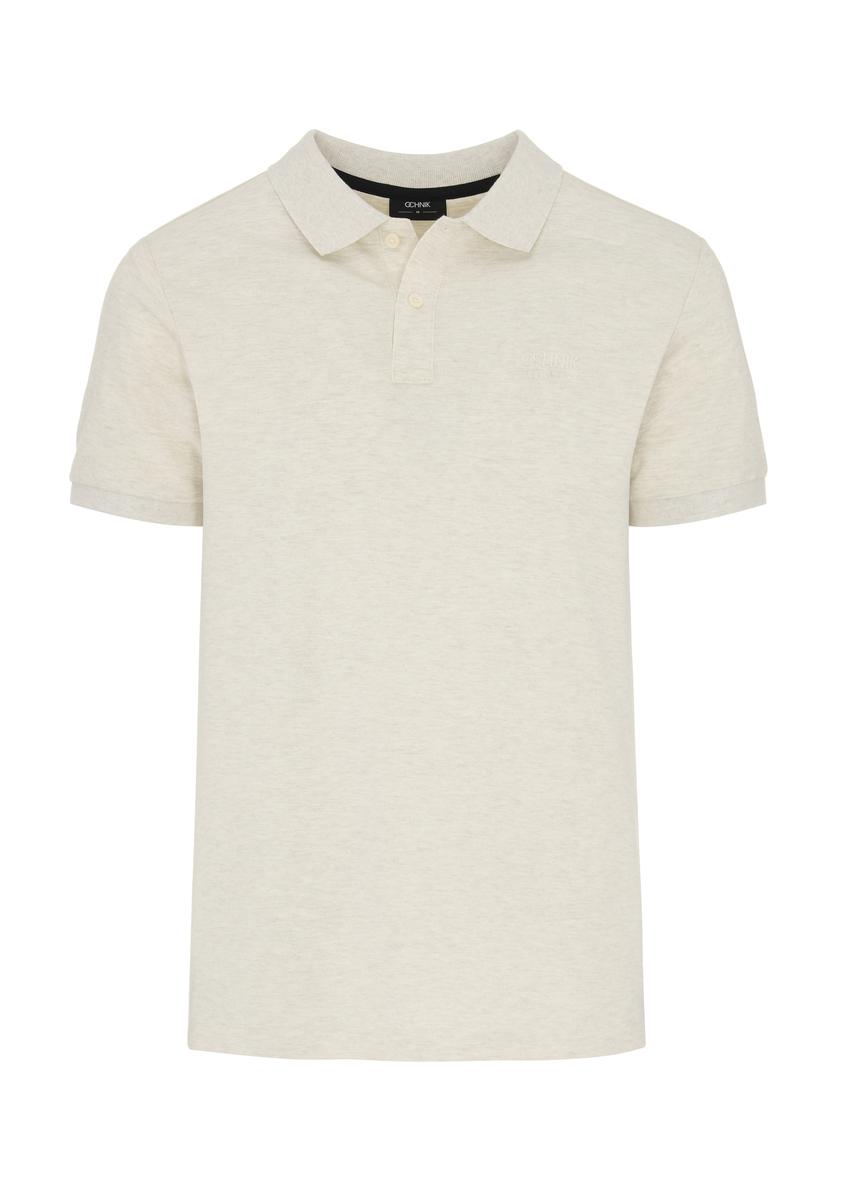Kremowa koszulka polo męska POLMT-0070-11(W24)-03