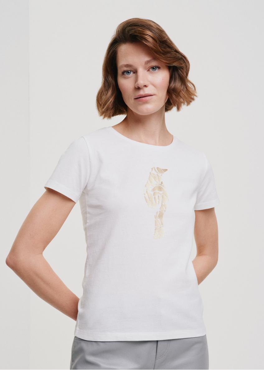 T-shirt damski kremowy z wilgą TSHDT-0124-12(W24)