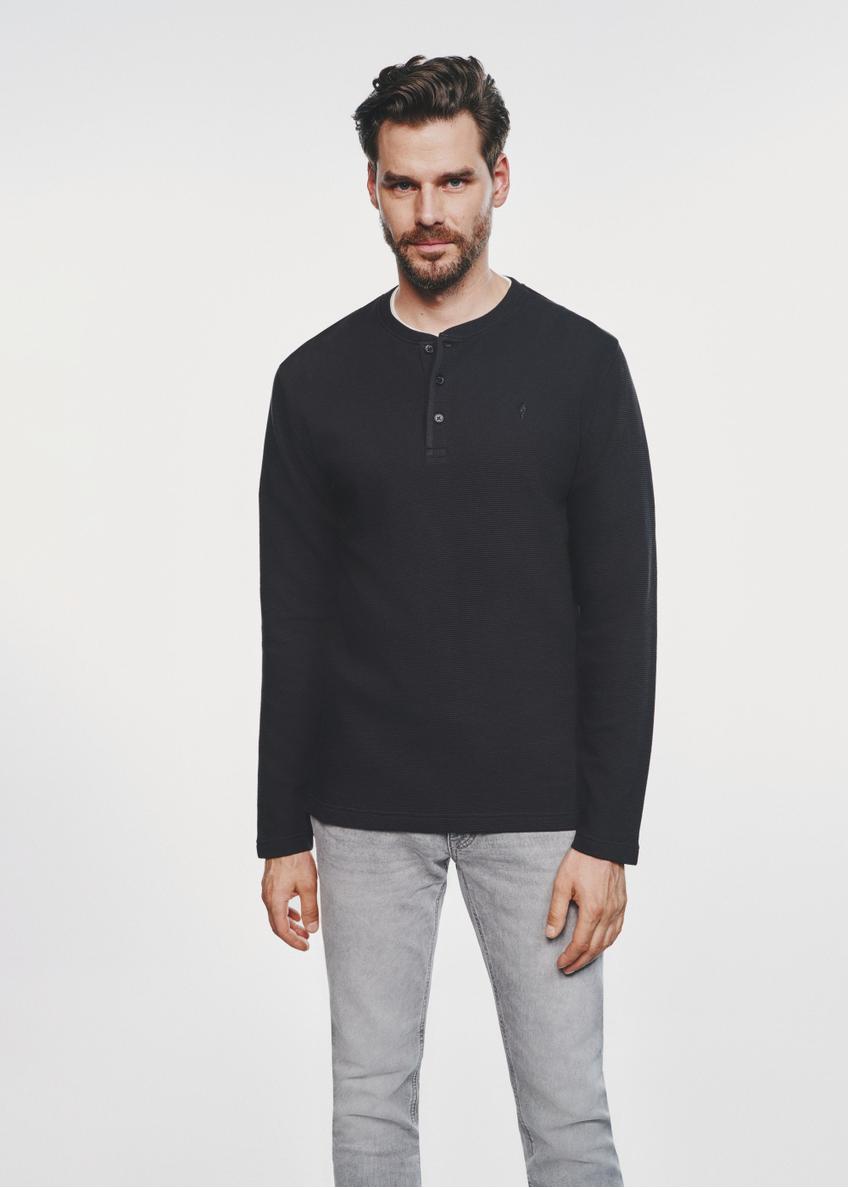 Czarny longsleeve męski LSLMT-0007-99(Z24)-01