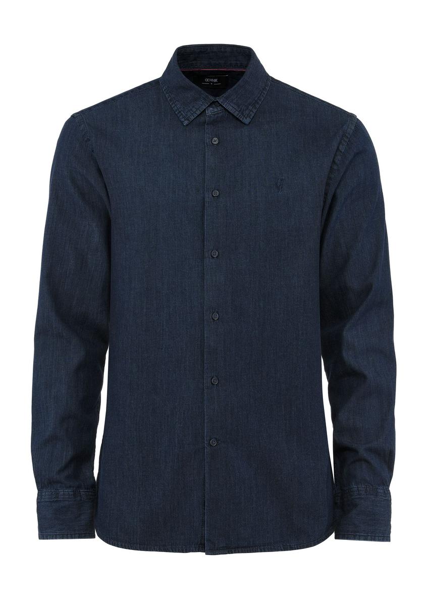 Navy blue men's shirt KOSMT-0331-69(Z24)