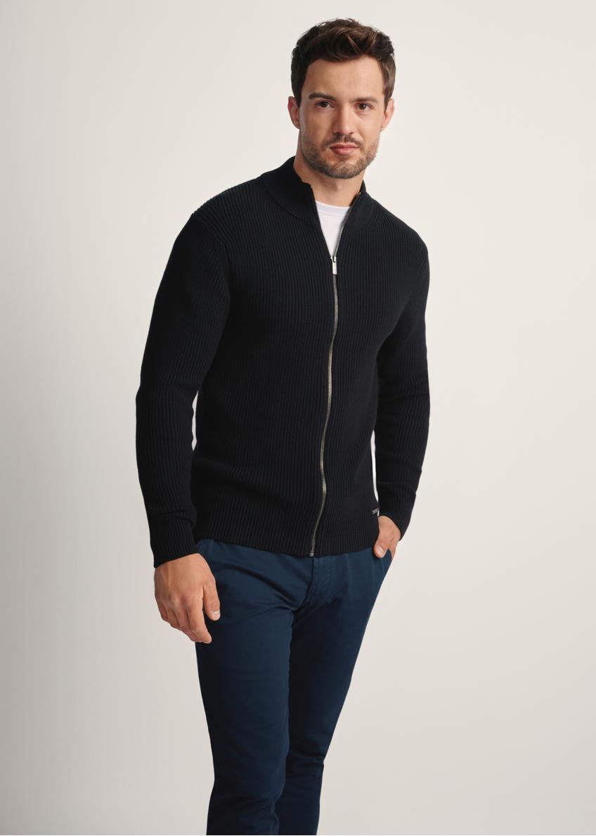 Czarny sweter męski z suwakiem SWEMT-0176-99(Z25)