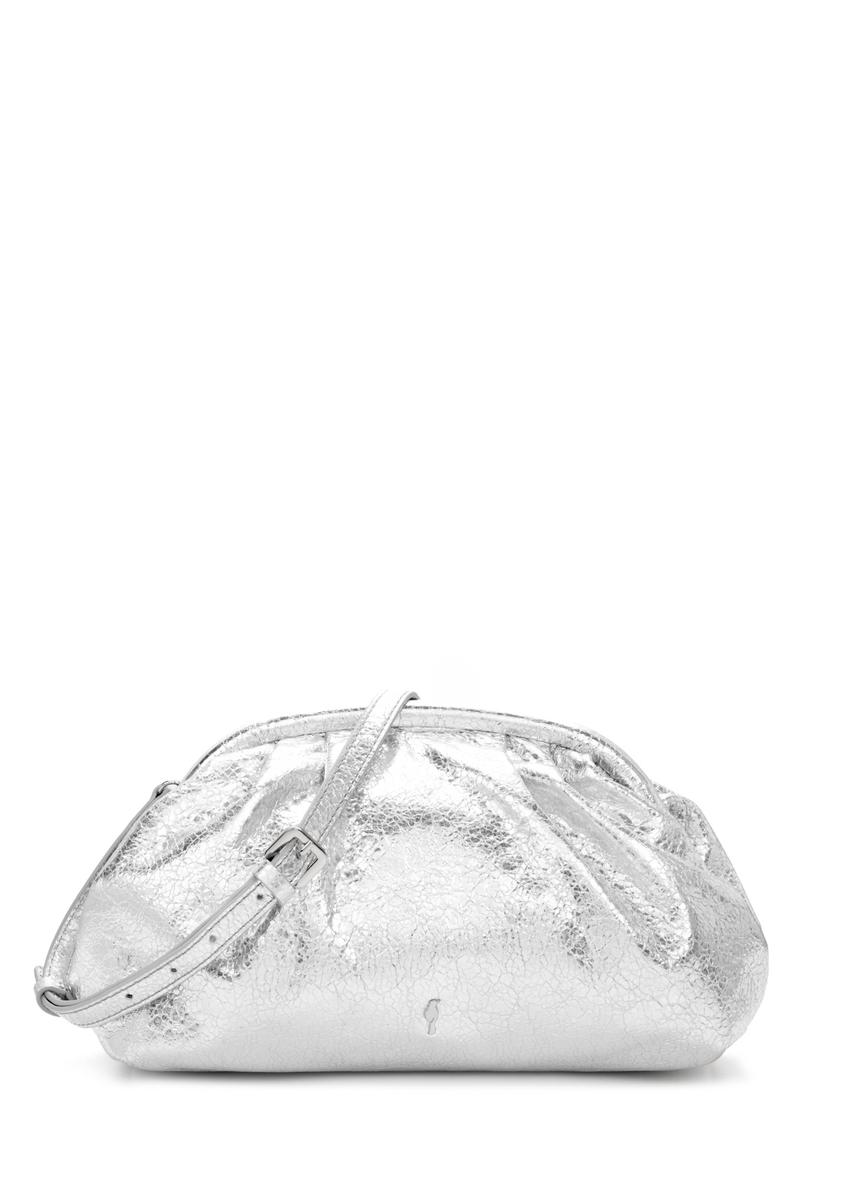 Srebrna skórzana torebka damska TORES-1175-92(Z25)