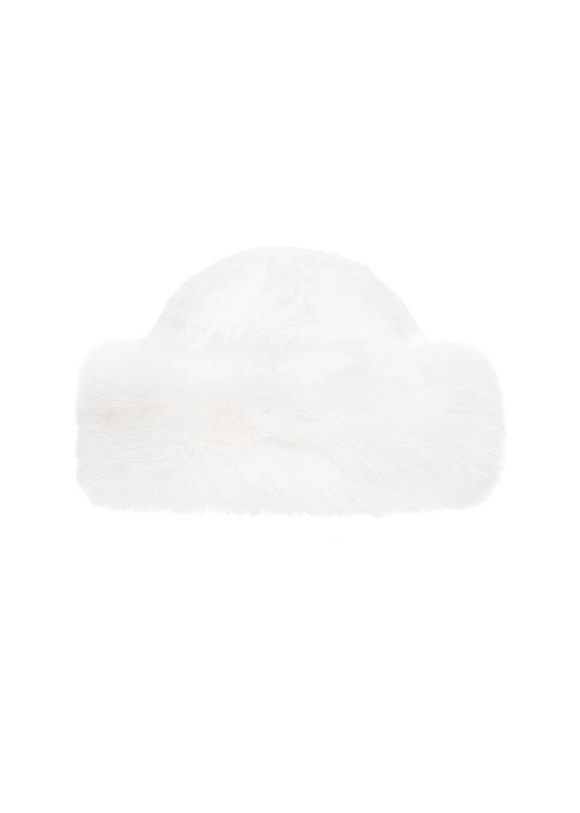 Biała futrzana czapka damska CZADF-0050-0A(Z26)