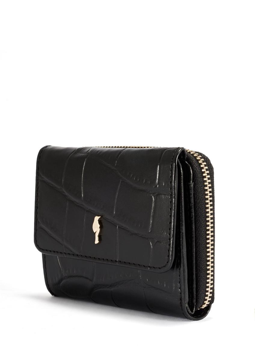 Skórzany czarny portfel damski croco PORES-0906-9G(Z26)