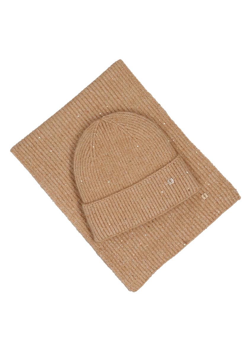 Camelowy zestaw czapka i szalik ZESTD-0016-1D(Z26)