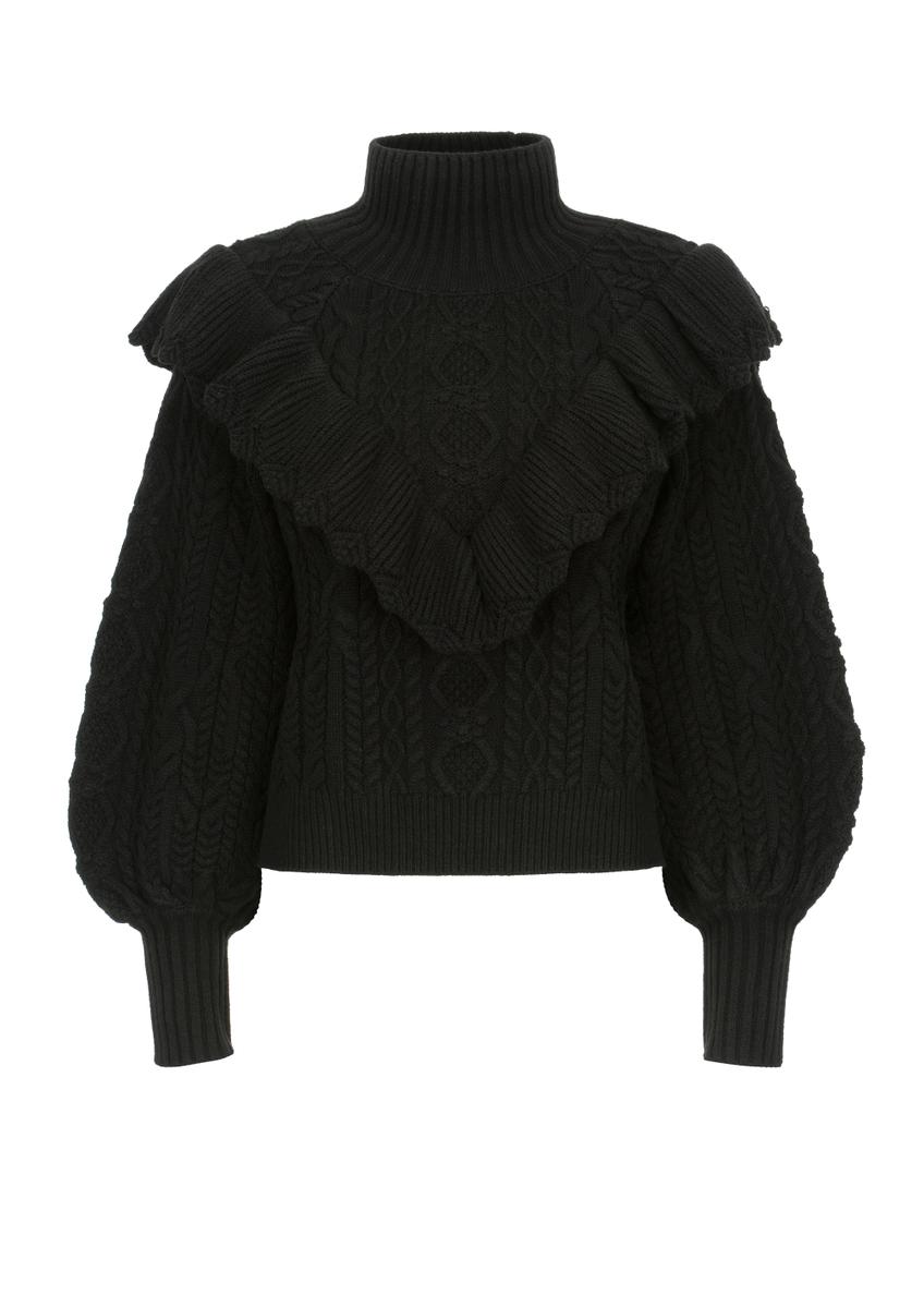 Czarny sweter z półgolfem damski SWEDT-0167-99(Z22)-06