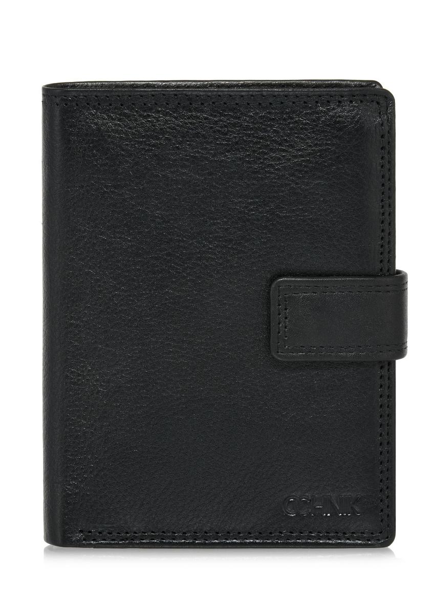 Skórzany zapinany czarny portfel męski PORMS-0605-99(W24)