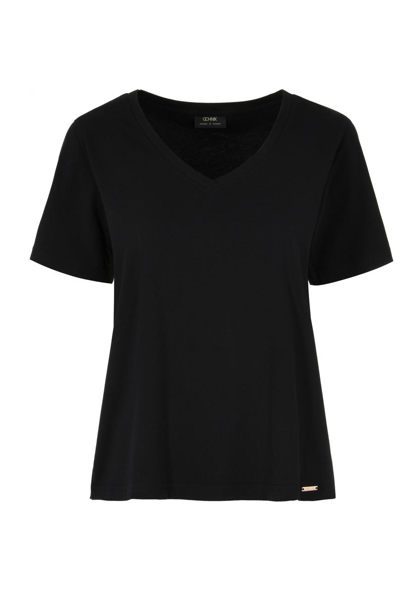 Czarny T-shirt damski basic TSHDT-0120-99(W25)