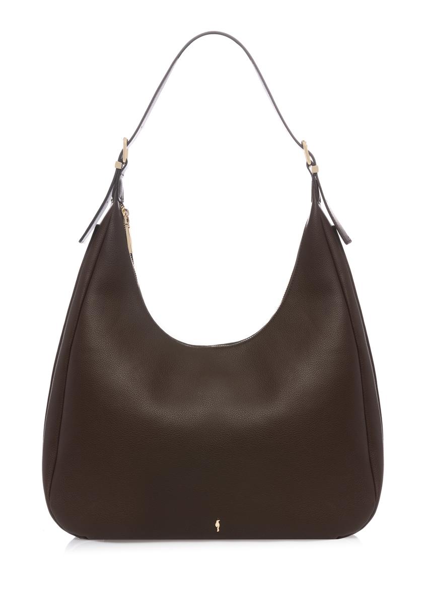 Brązowa torebka damska shopper TOREC-1238-1I(W26), widok produktu z przodu na białym tle.