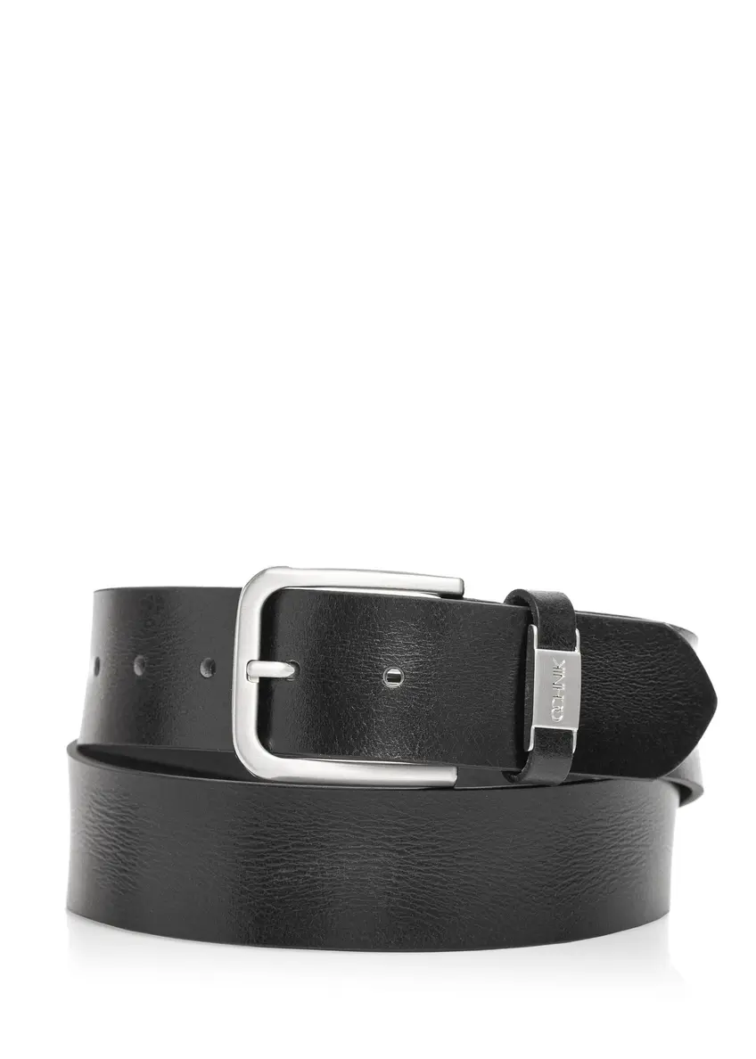 Navy blue leather men's belt PASMS-0129-69(Z24)