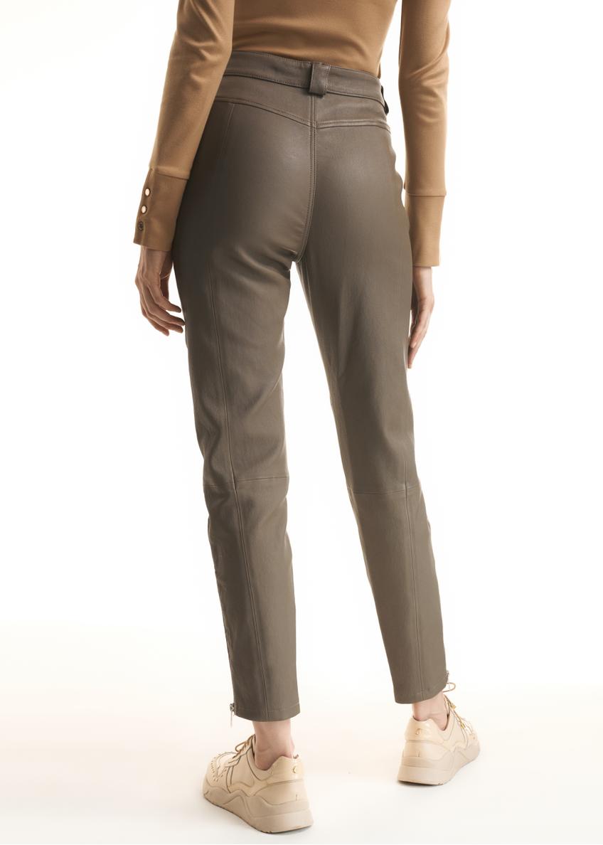 Szare spodnie skórzane damskie SPODS-0031-1263(Z22)