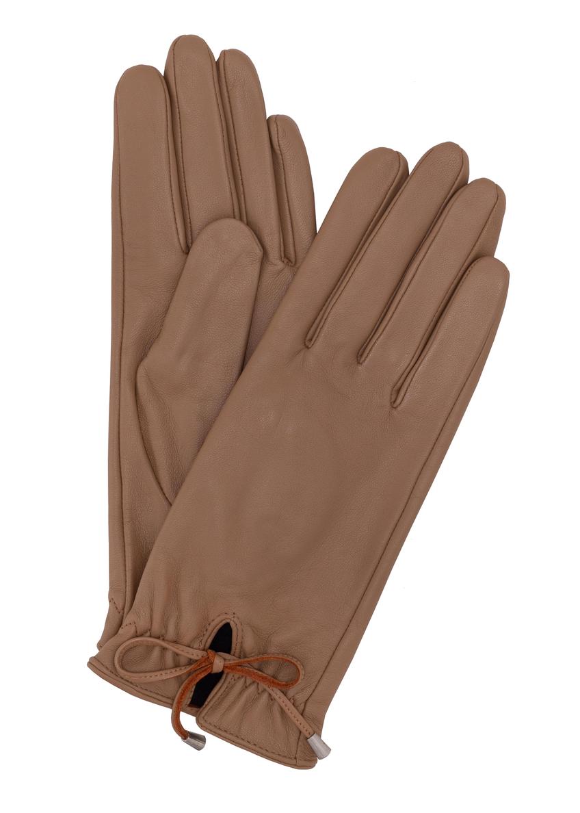 Skórzane rękawiczki damskie z wiązaniem REKDS-0021-81(Z23)