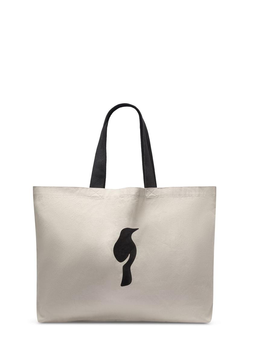 Kremowa bawełniana torba TOREN-0136-0C(W26) - widok produktu z góry, na białym tle.  