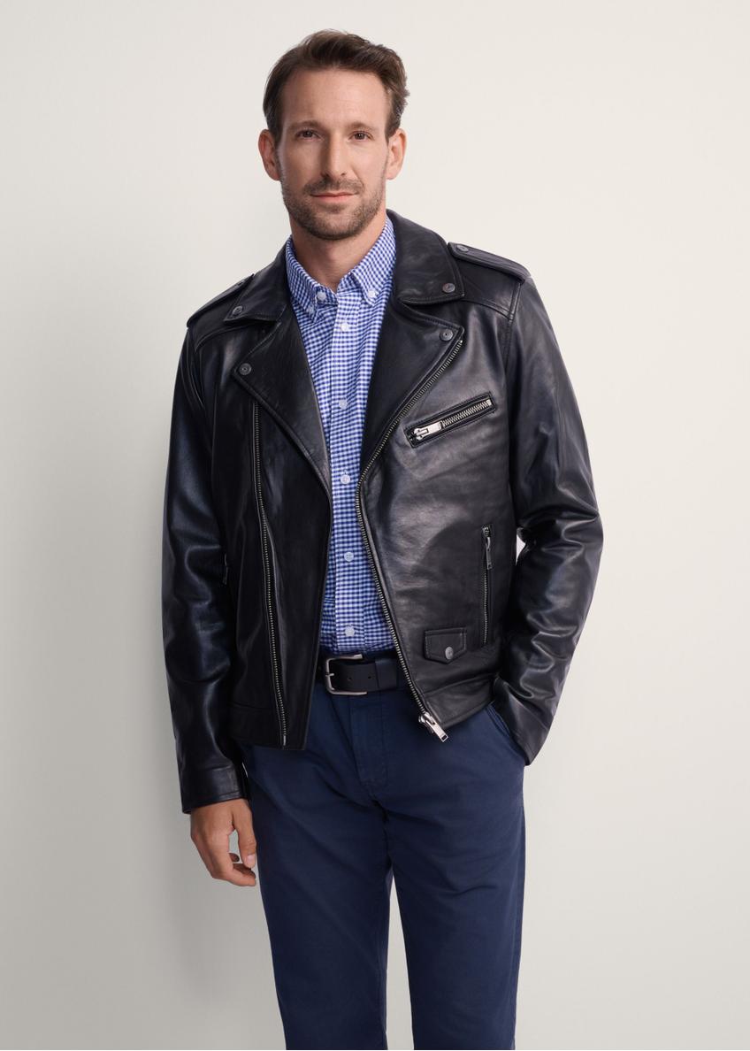 Męska ramoneska ze skóry naturalnej KURMS-0292-99(KS)