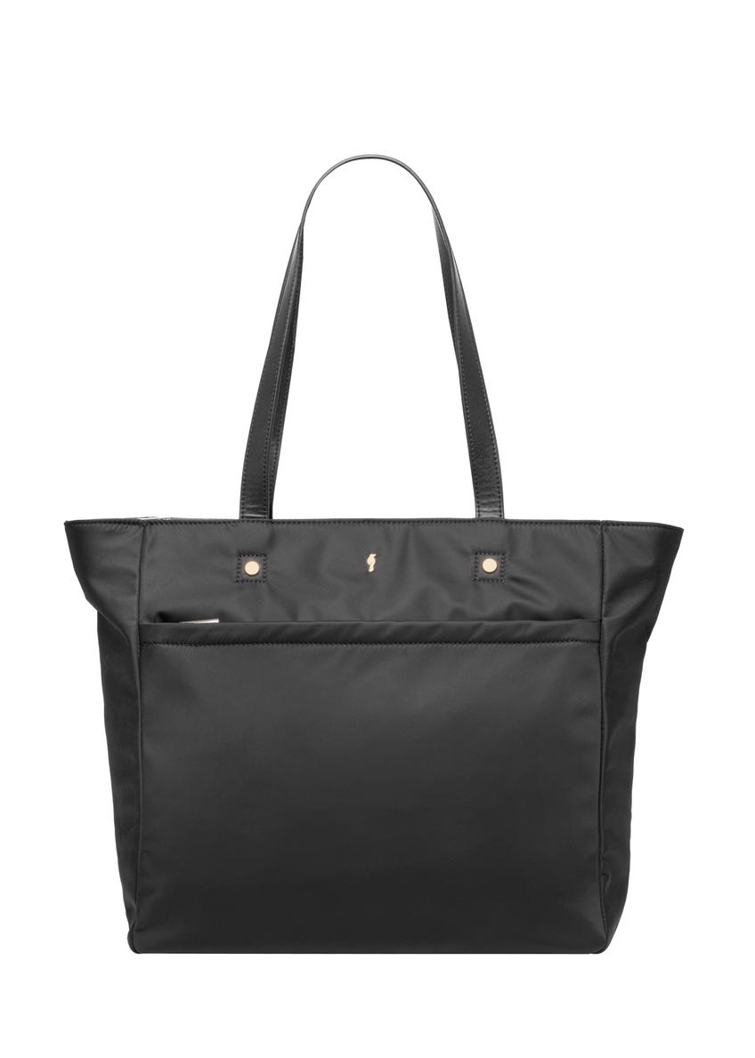 Duża czarna torba typu shopper TOREN-0353-99(Z26), widok produktu z przodu na białym tle.