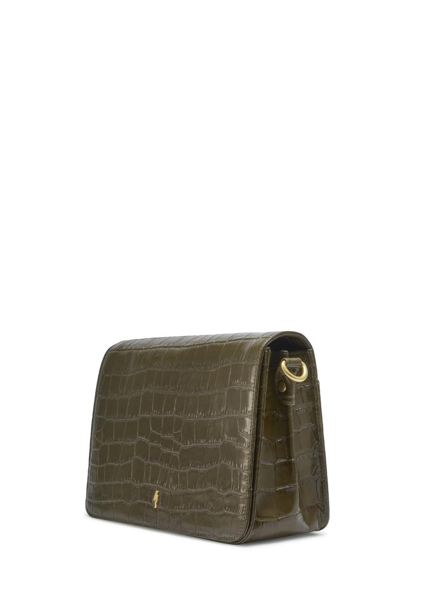 Skórzana torebka damska croco w kolorze khaki TORES-1324-8D(Z26)