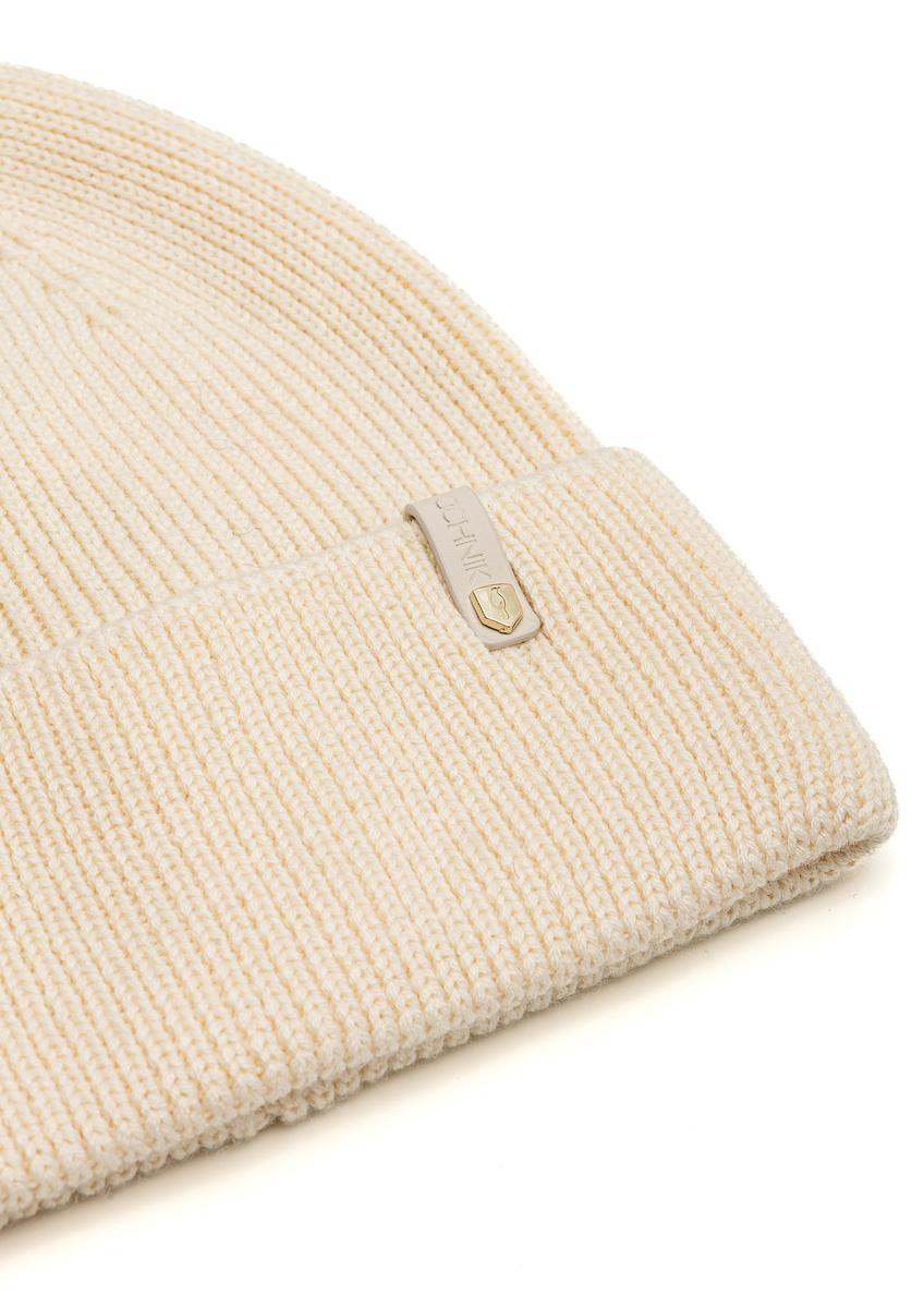 Beżowa czapka damska z wełny merino CZADT-0178A-81(Z25)