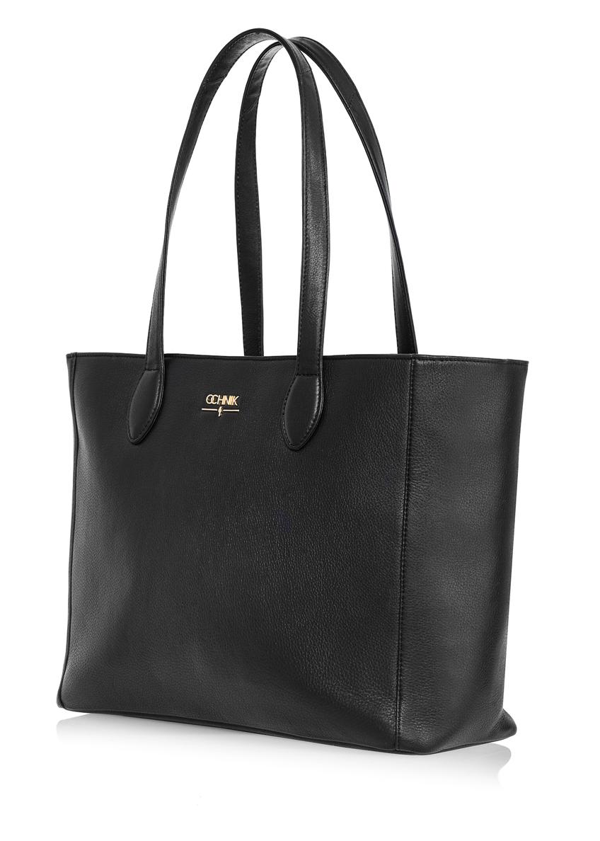 Czarna skórzana torebka shopper damska TORES-0971F-99(W26)