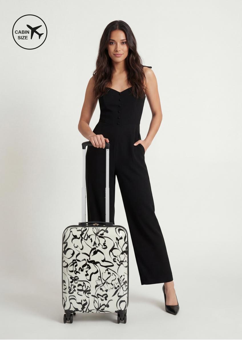 Mała walizka we wzory na kółkach WALAB-0074-1P-19(W26)