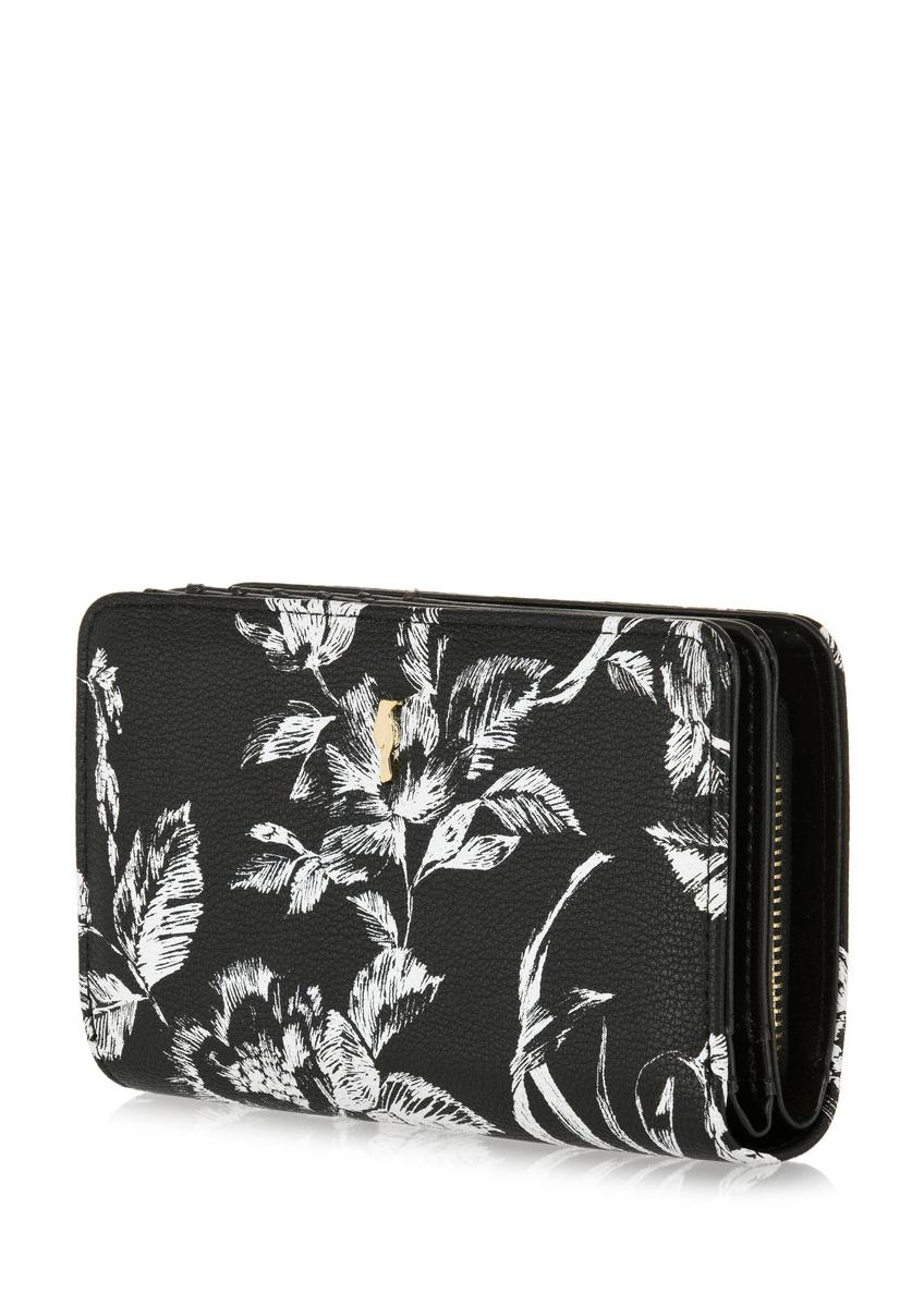 Black women's wallet with a floral pattern POREC-0392-99(Z24)