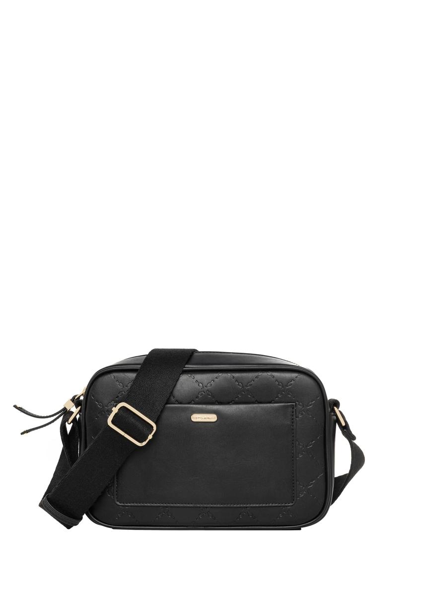 Czarna torebka damska z monogramem TOREC-1290-9P(Z26)