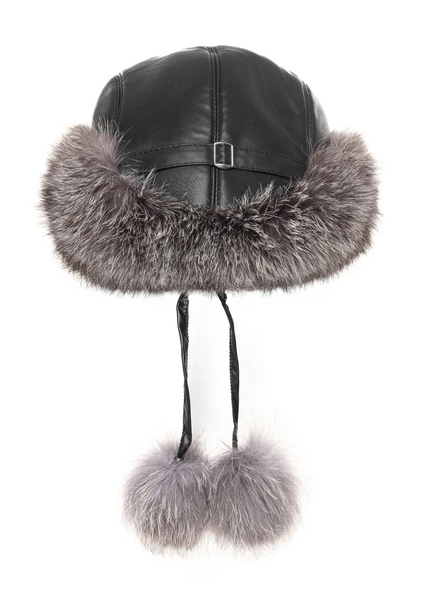 Czapka damska z futrem naturalnym z lisa CZADF-0049-9J(Z26)