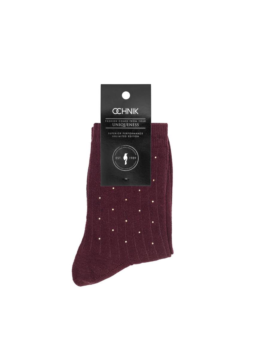 Long burgundy women's socks SKADT-0068-49(Z24)