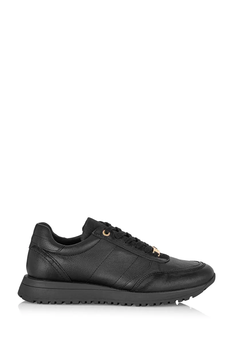 Black leather women's sports shoes BUTYD-1099-99(Z24)-01