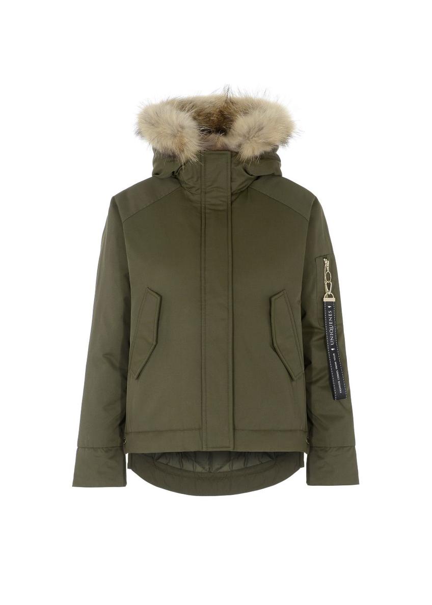 Kurtka puchowa damska z ozdobną taśmą KURDT-0246-57(Z20)-01