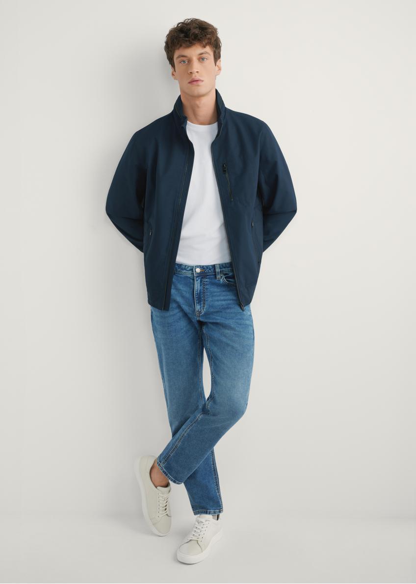 Granatowa przejściowa kurtka męska KURMT-0414-7D(W26)