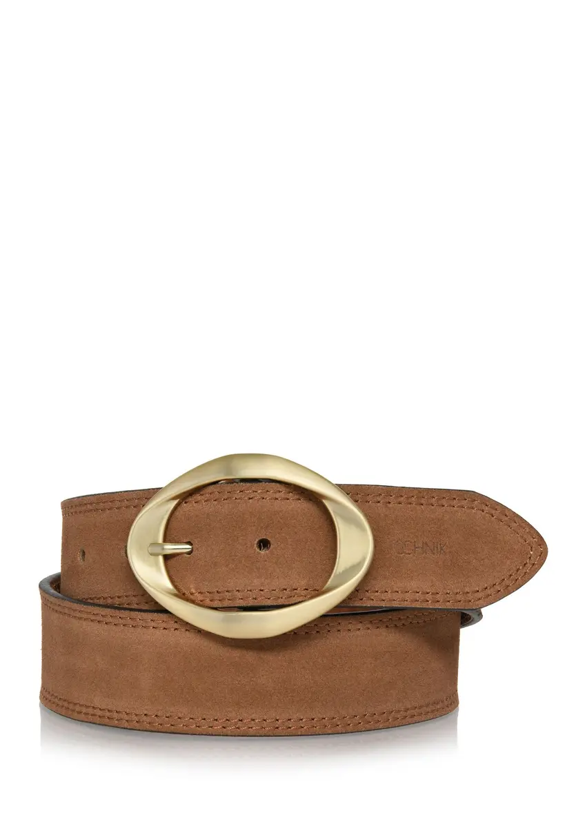 Brown Suede Women's Belt PASDS-0318-89(Z24)