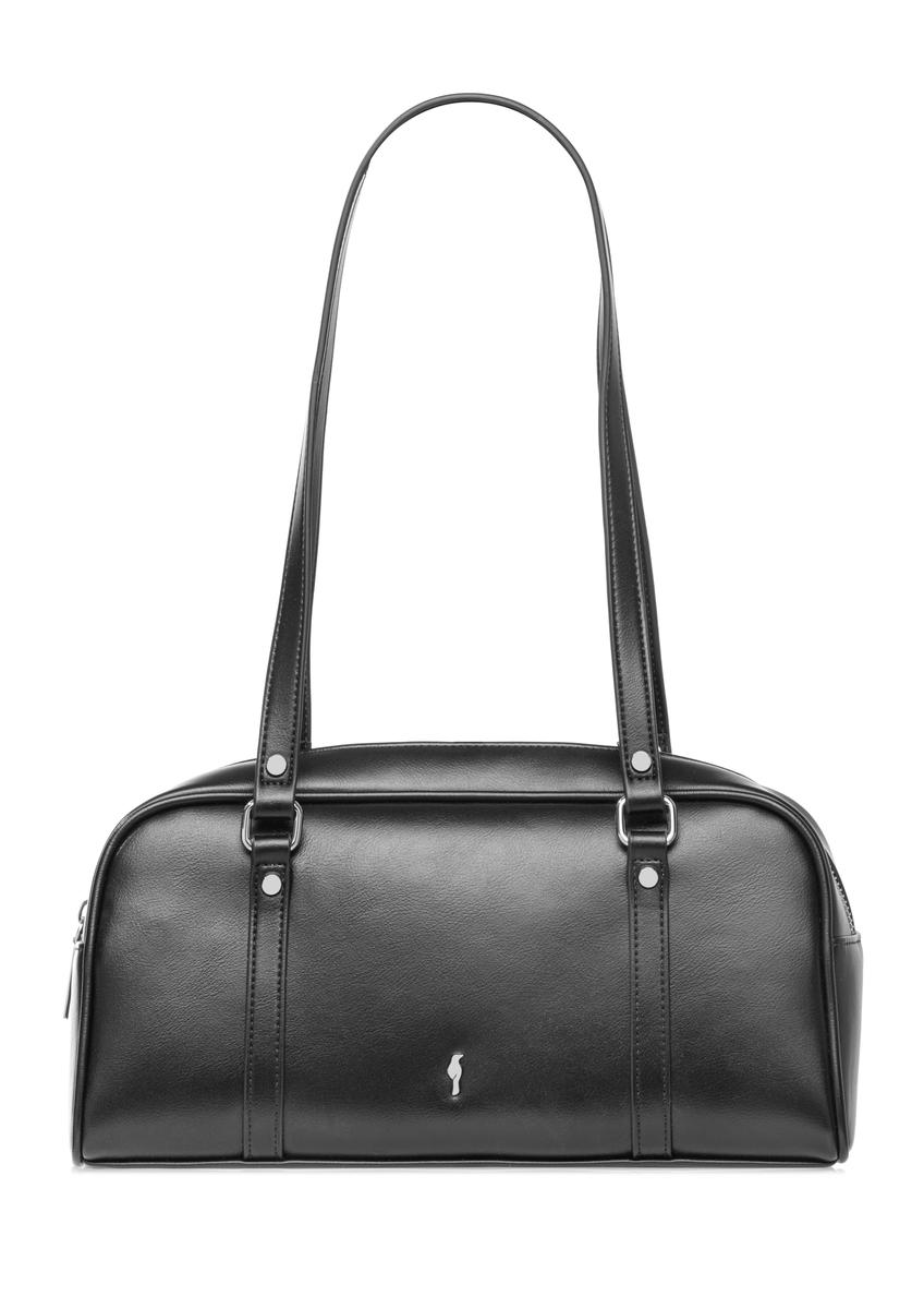 Czarna torebka na ramię TOREC-1233-9G(W26), widok produktu z przodu na białym tle.