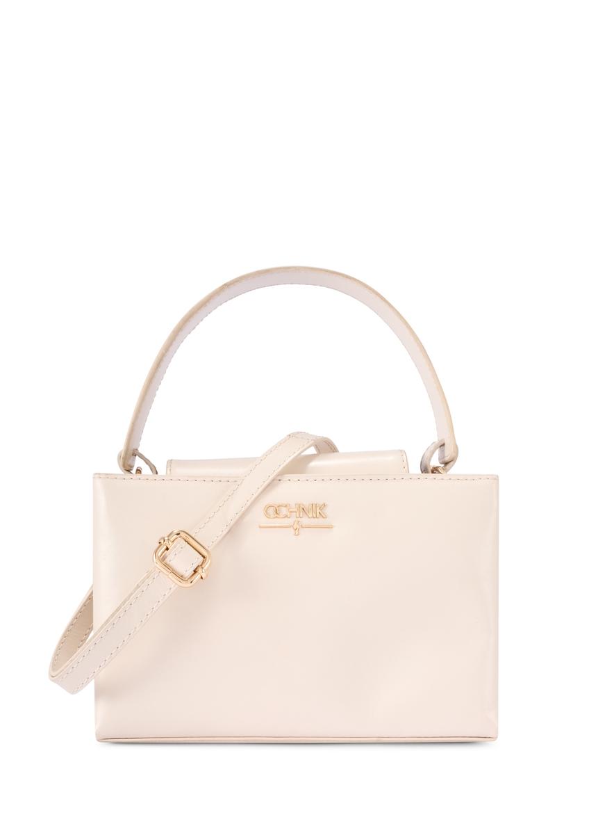 Skórzana kremowa torebka kuferek TORES-1270-0B(W26)