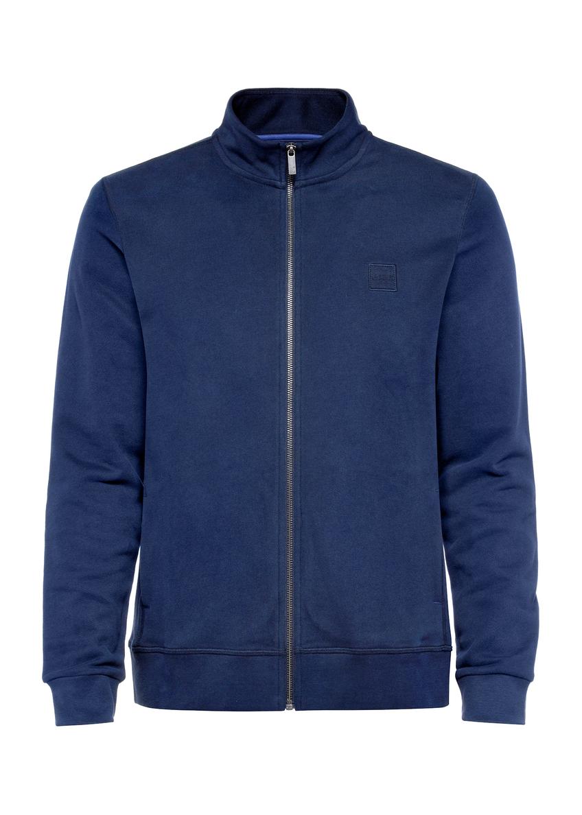 Bawełniana granatowa bluza męska bez kaptura BLZMT-0061-69(W25), widok produktu z przodu na białym tle.