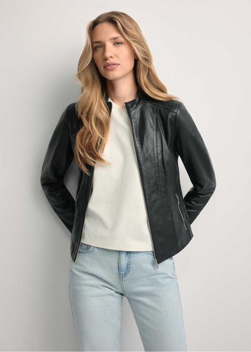 Czarna skórzana kurtka damska KURDS-0531-99(KS)