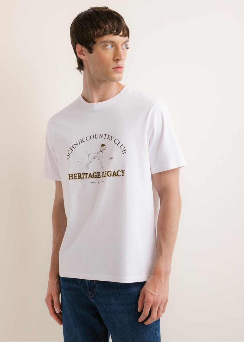 Biały bawełniany T-shirt męski TSHMT-0161-0A(Z26)