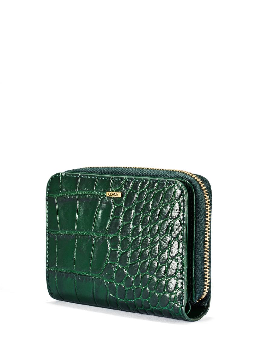 Zielony skórzany portfel damski croco PORES-0952-51(W25)