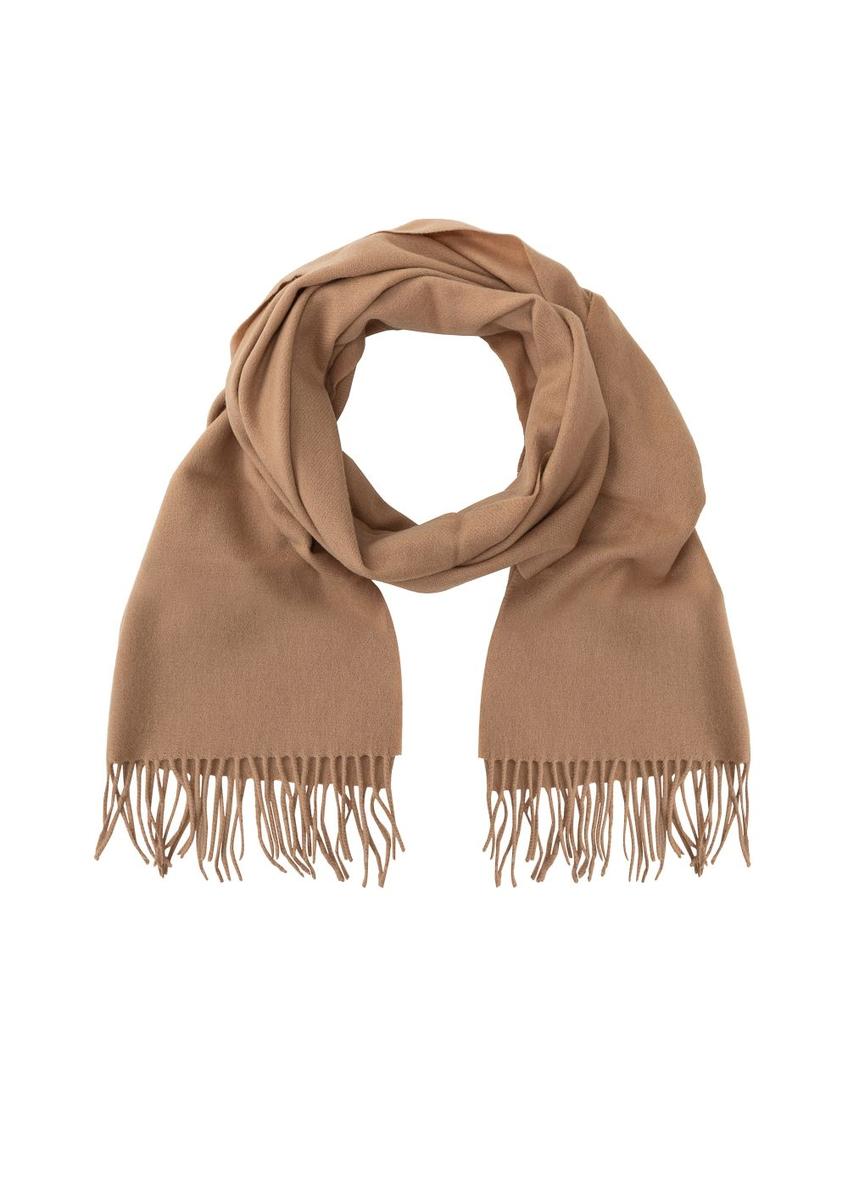 Wełniany camelowy szalik damski SZADT-0092-1D(Z26)