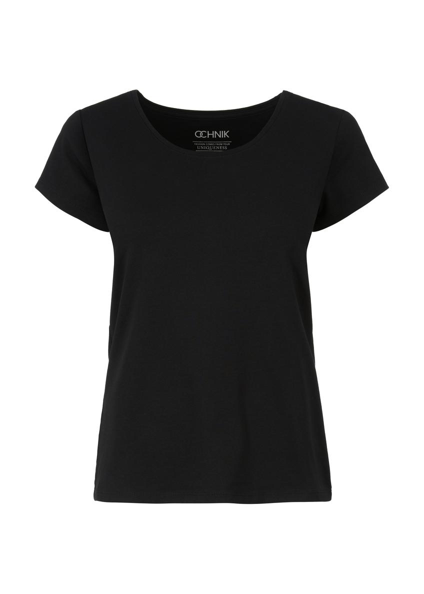 Czarny T-shirt damski basic TSHDT-0111-99(KS)