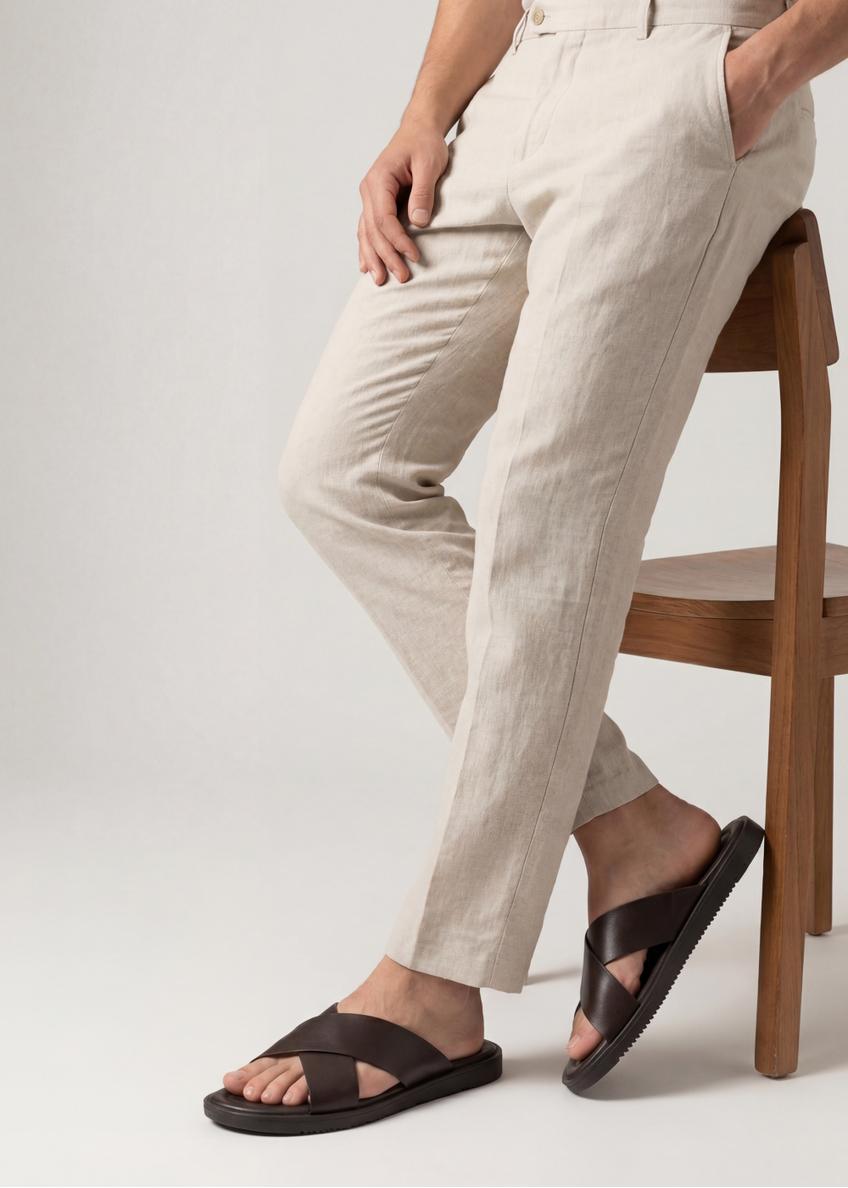 Ciemnobrązowe skórzane klapki męskie BUTYM-0536-1I(W26)