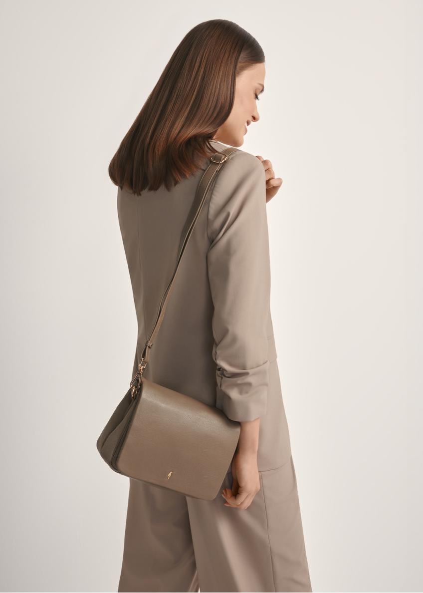 Ciemnobeżowa skórzana torebka damska TORES-0911F-1K(W26)