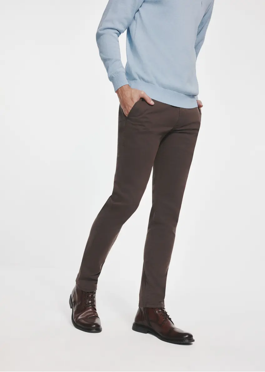 Brown men's trousers SPOMT-0103-90(Z24)-02